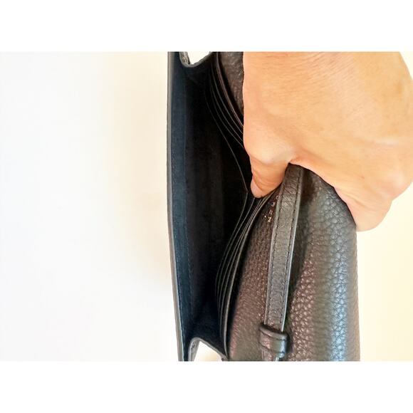 Tory Burch Robinson Pebbled Mini Flap Wallet Cross Body Black Size OS - Picture 5 of 7